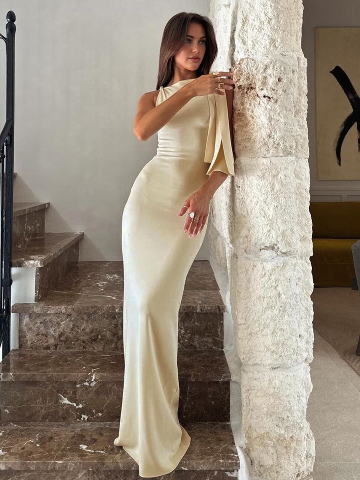 Knotted Sleeveless Maxi Evening Dress — Svelte Chic