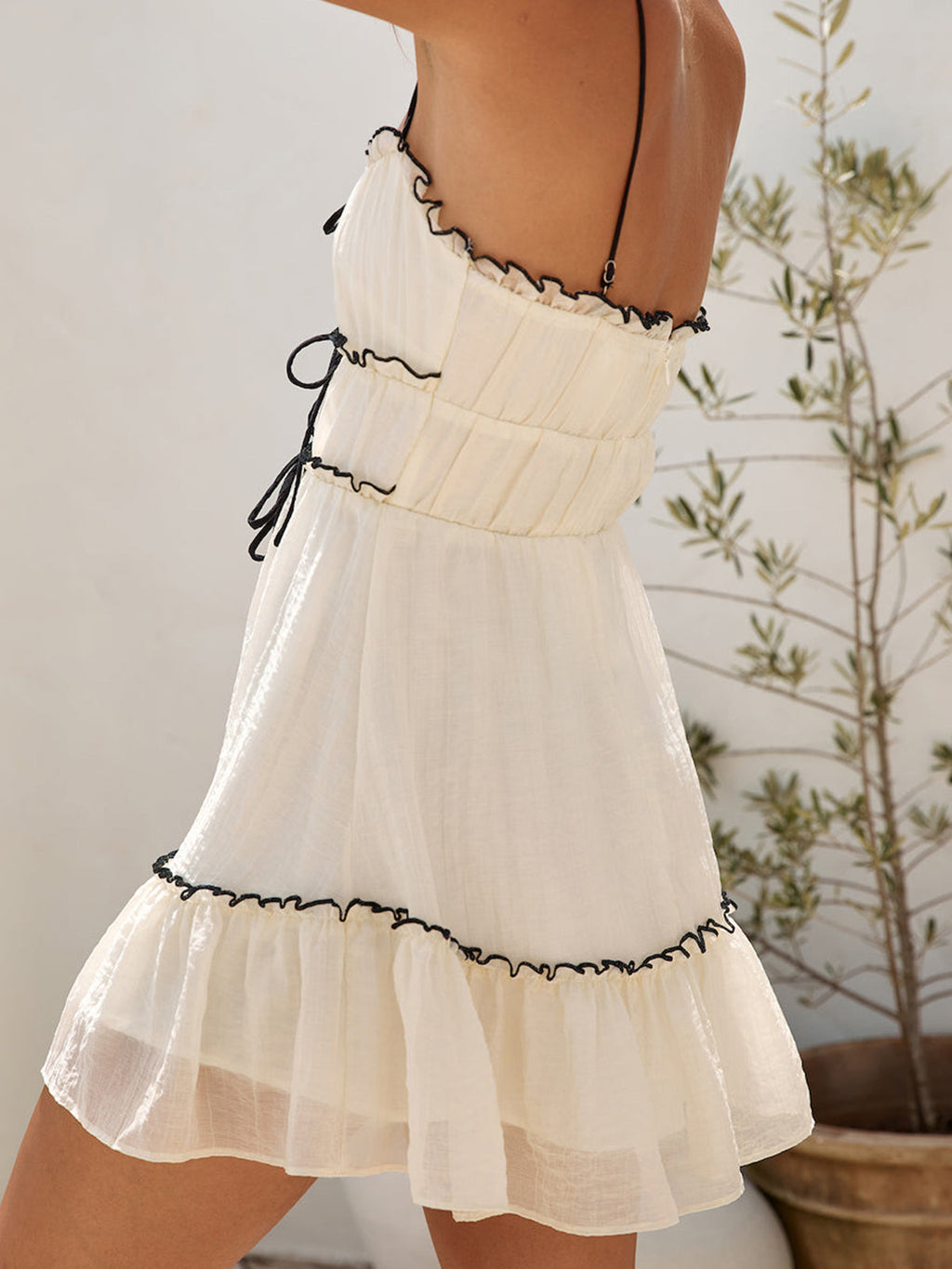 Sweetheart Tie-Front Mini Dress — White — Svelte Chic