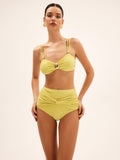 Metal Detail High-Waist Bikini Set — Yellow in Yellow — Svelte Chic