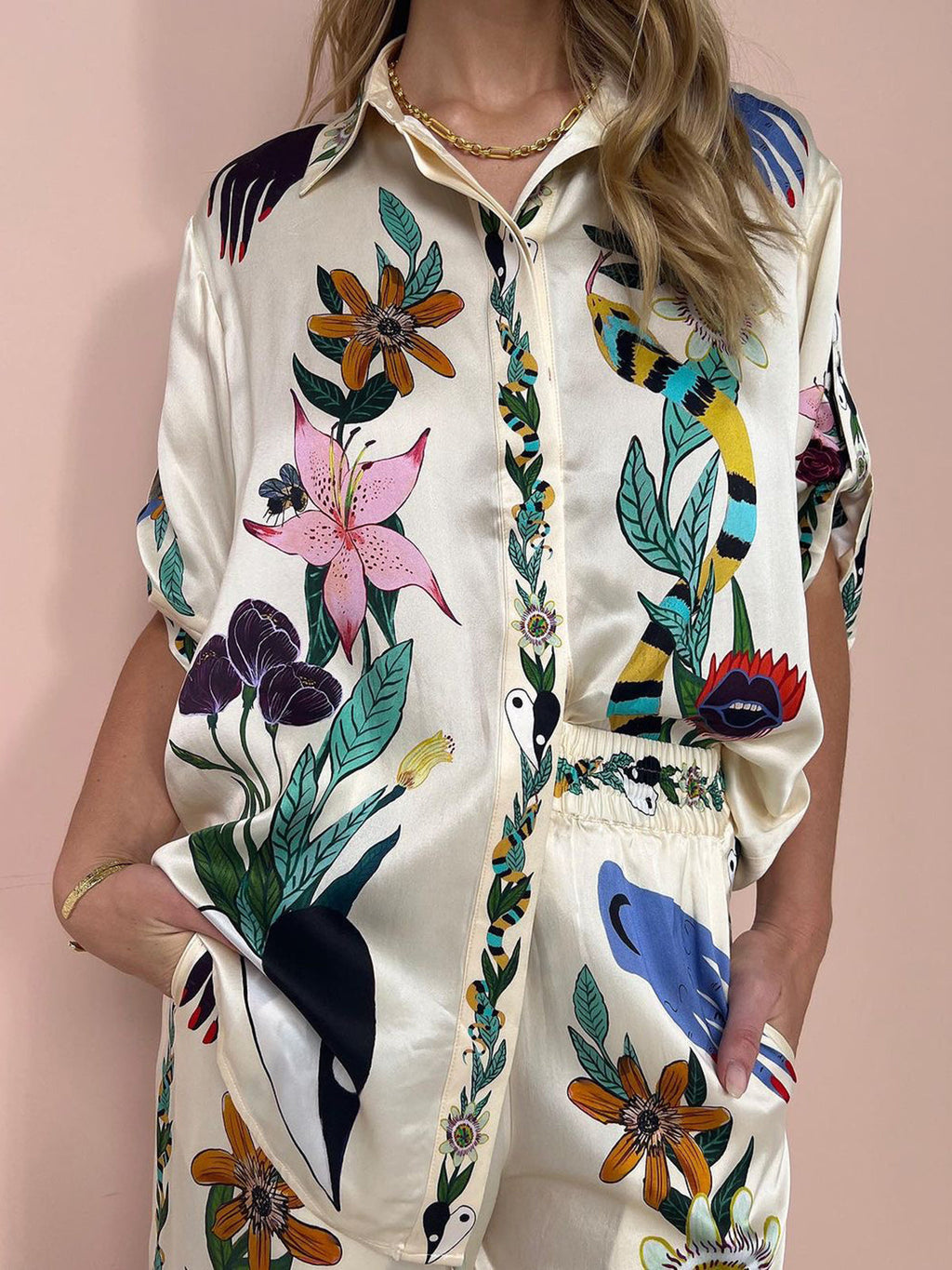 Floral Satin Trouser Set — Bohemian — Svelte Chic
