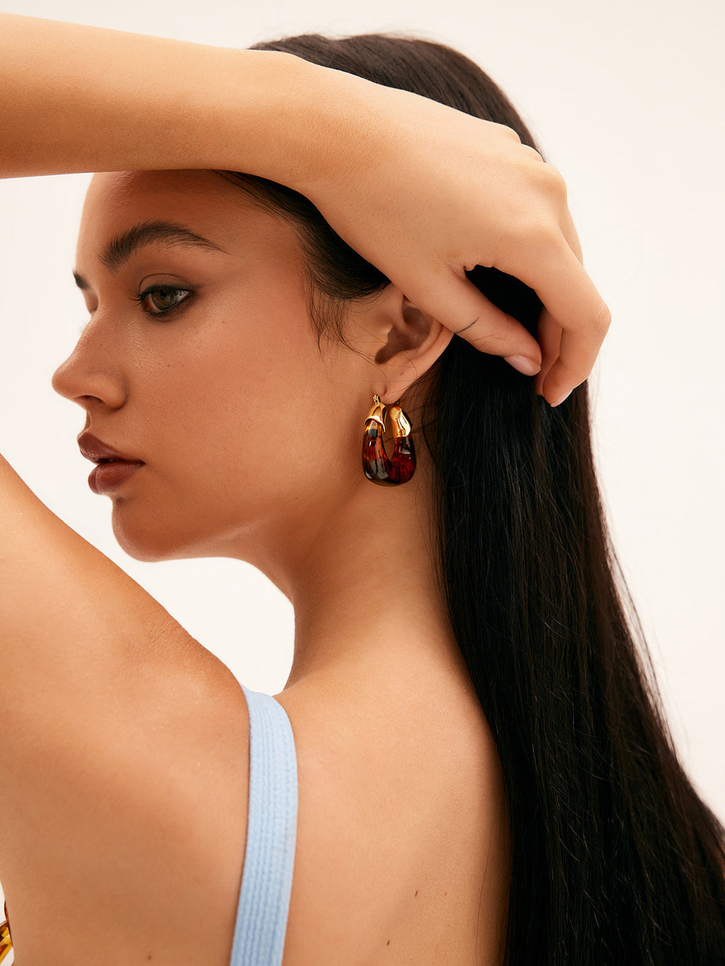 Resin Hoop Earrings — 18k Gold Plated — Svelte Chic