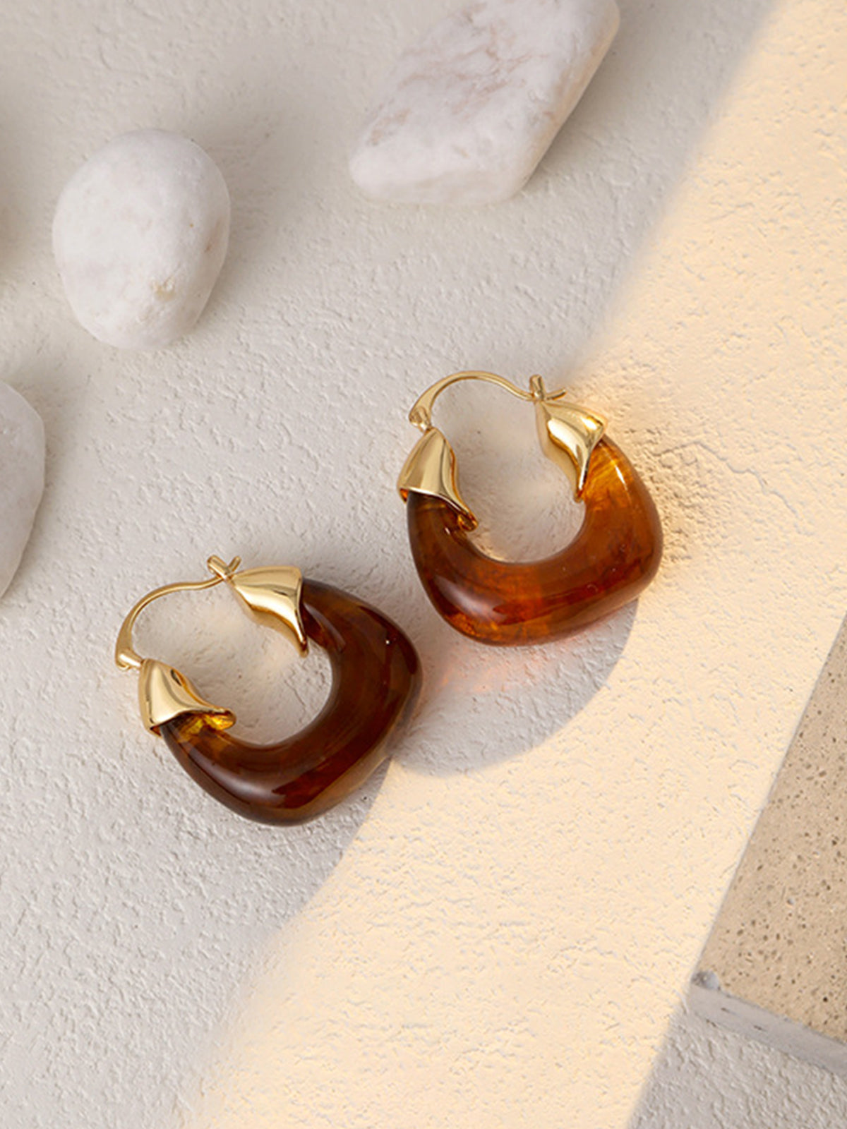 Resin Hoop Earrings — 18k Gold Plated — Svelte Chic