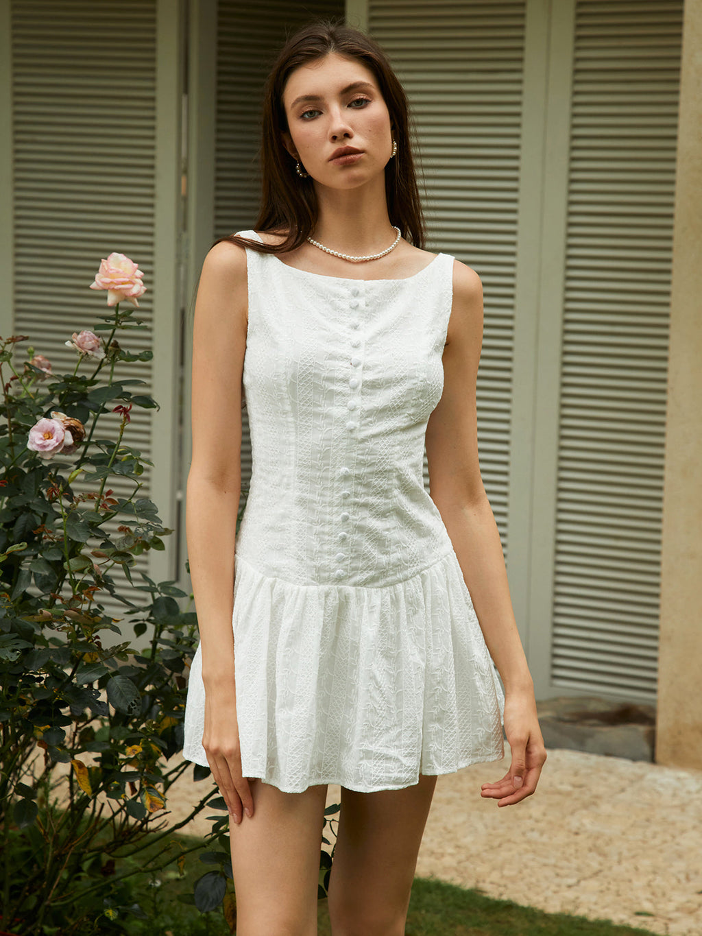 Cotton Backless Buttoned Mini Dress — Svelte Chic