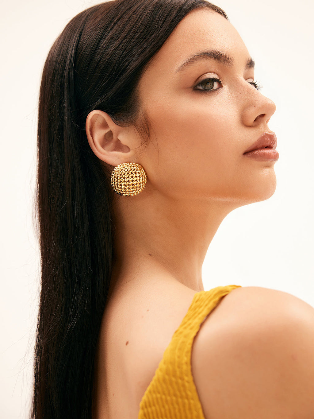 Copper Square Grid Earrings — Gold — Svelte Chic