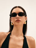 Vintage Oval Sunglasses — Black in Black — Svelte Chic