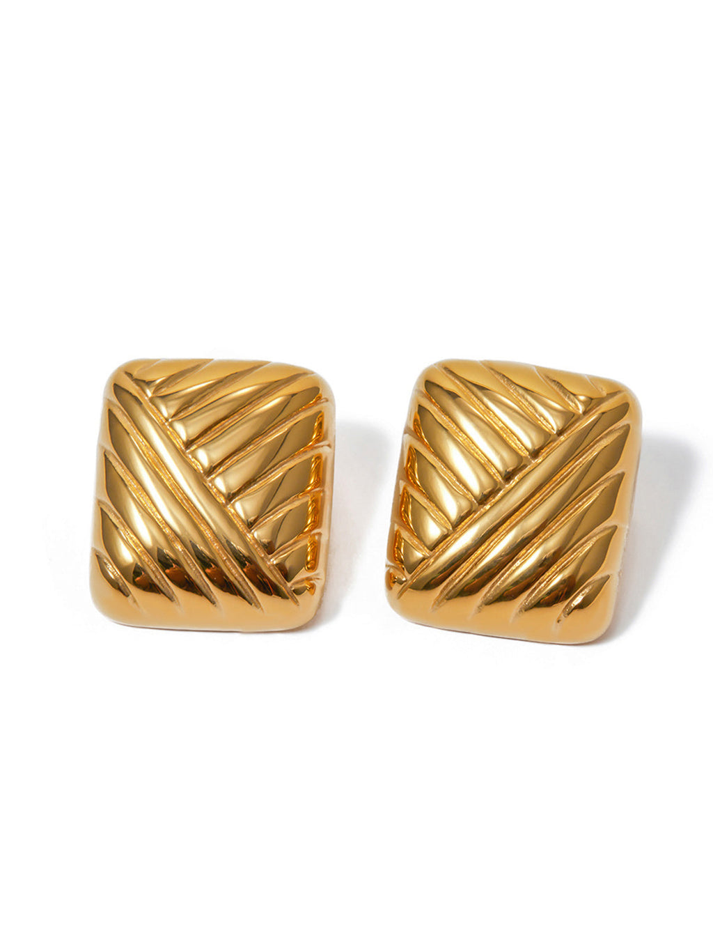 Square Textured Earrings — 18k Gold Plated Titanium Steel — Svelte Chic