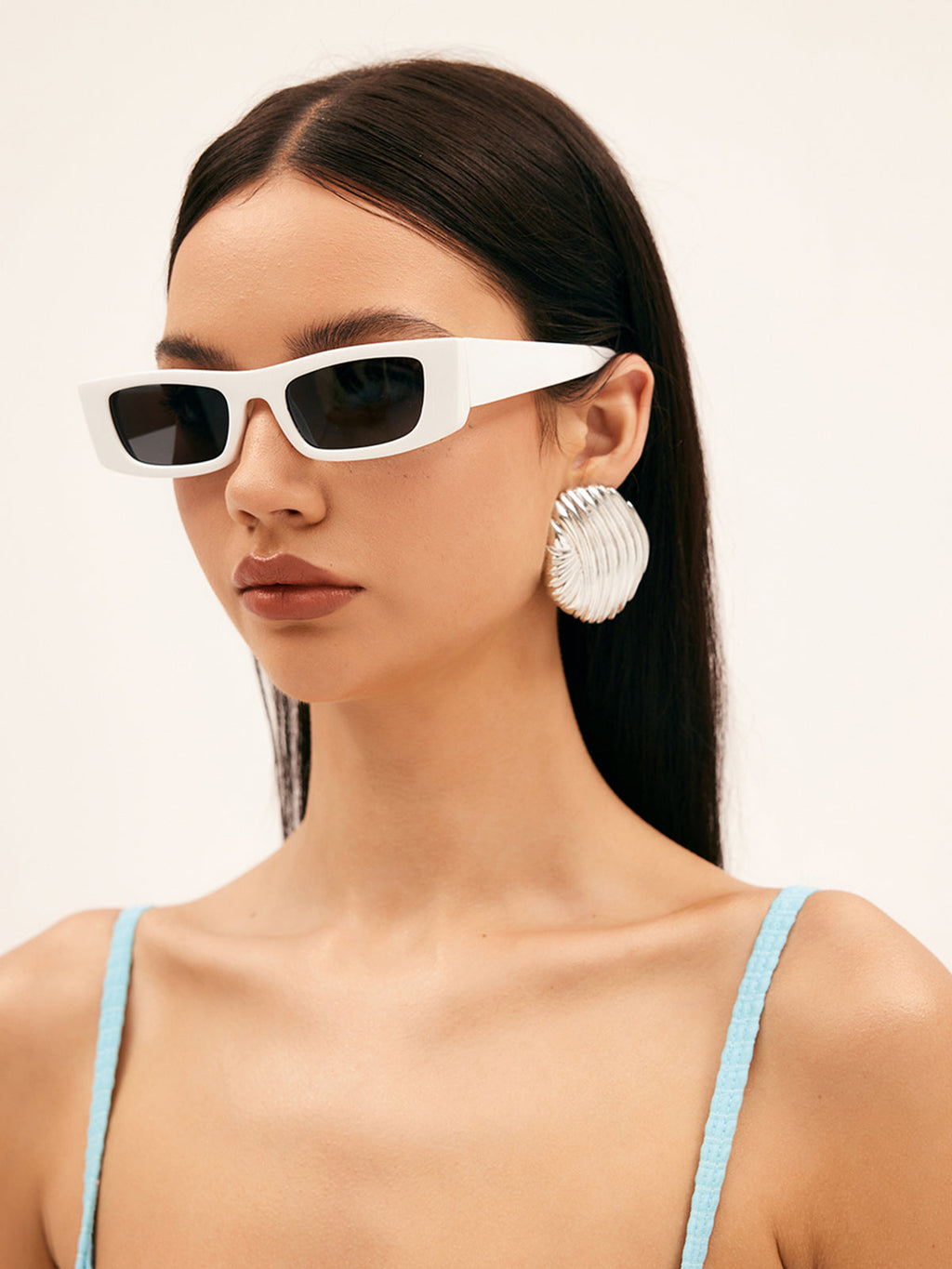 Oceanic Square Sunglasses — White in White — Svelte Chic