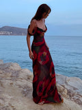 Sheer Floral Cami Maxi Dress — Red in Red — Svelte Chic