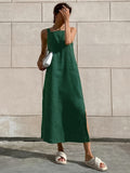 Minimalist Cotton Cami Maxi Dress in Green — Svelte Chic