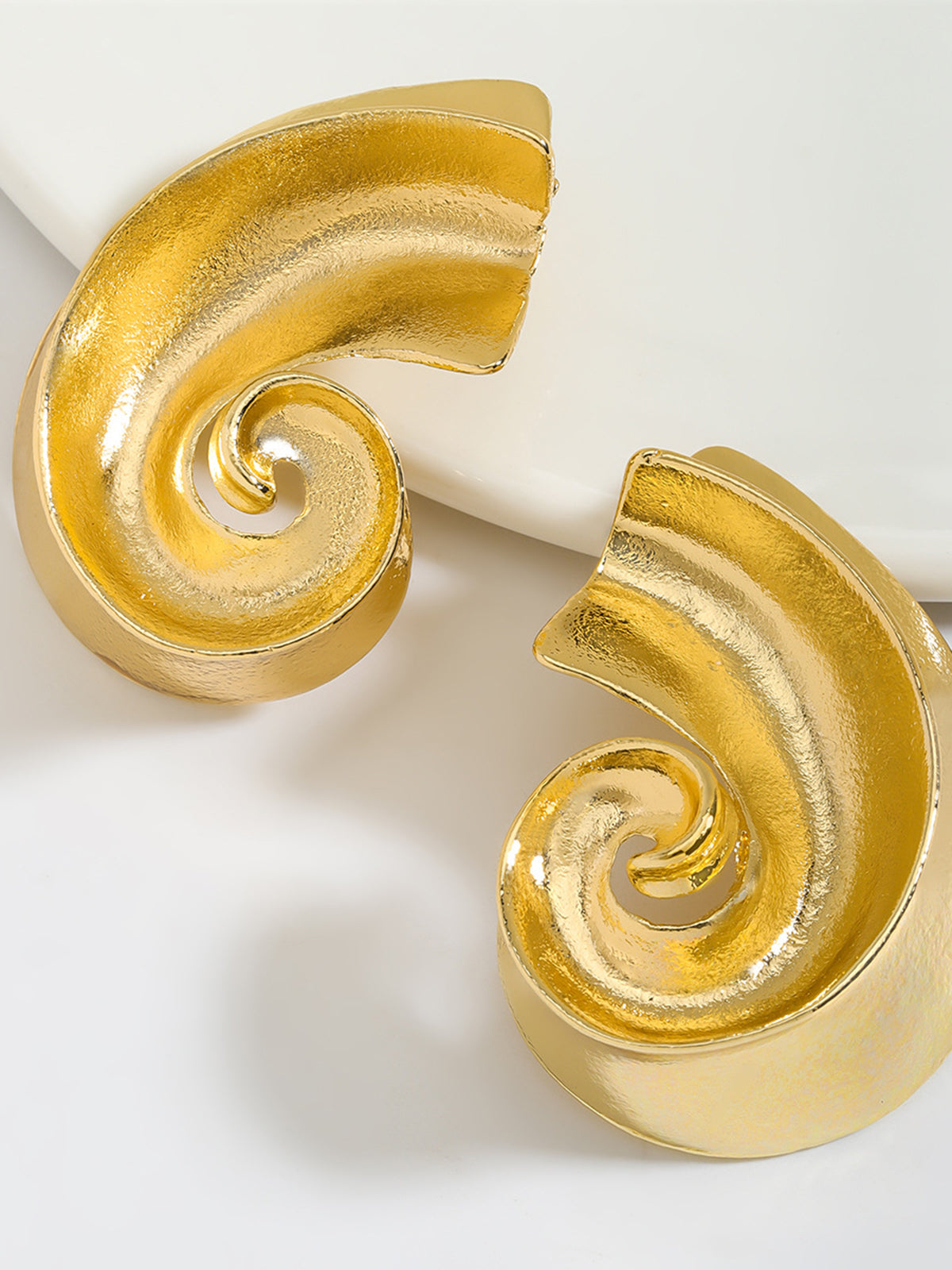 Conch Shell Drop Stud Earrings — Gold — Svelte Chic