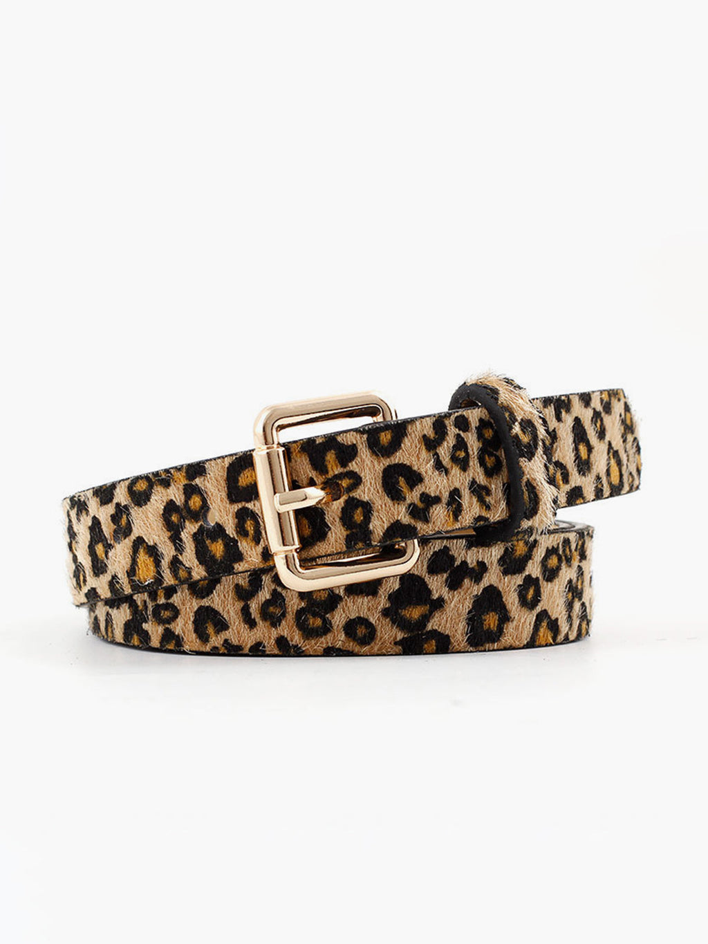 Leopard Print Waist Belt — Gold Buckle in Brown — Svelte Chic