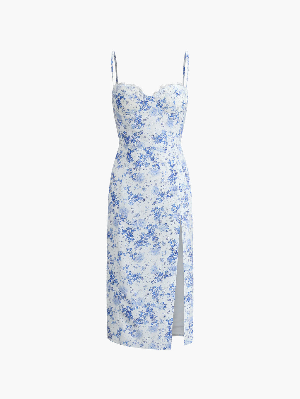 Floral Cami Midi Dress — Blue Sweetheart in Blue — Svelte Chic