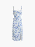 Floral Cami Midi Dress — Blue Sweetheart in Blue — Svelte Chic