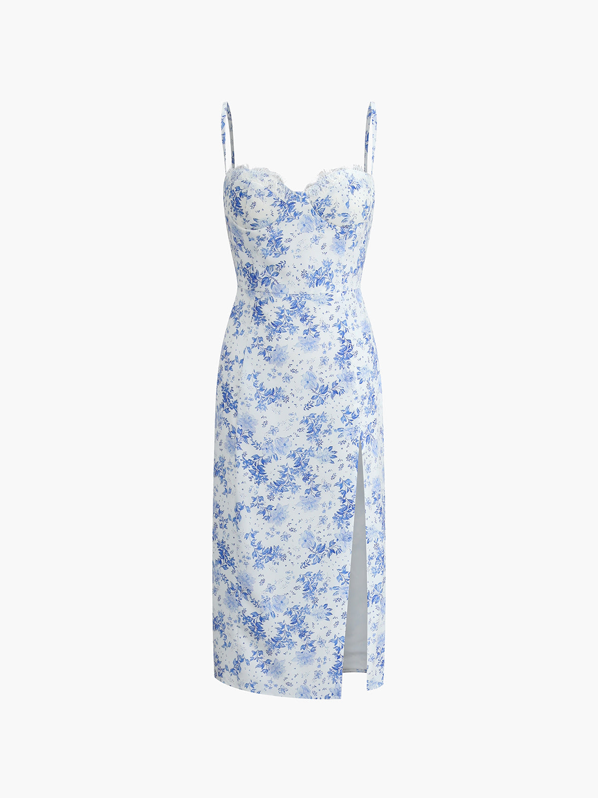 Floral Cami Midi Dress — Blue Sweetheart in Blue — Svelte Chic