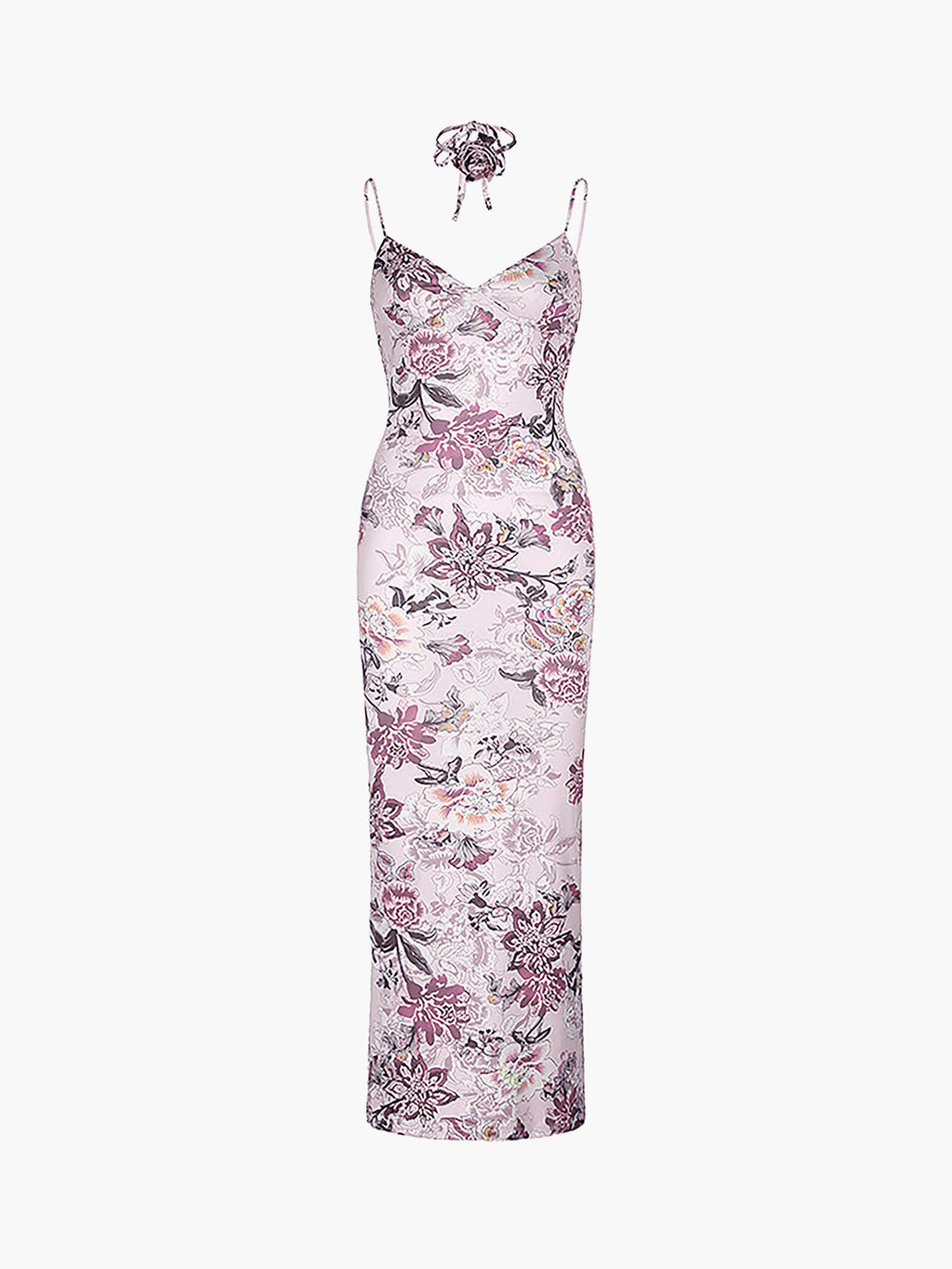 V-Neck Floral Cami Maxi Dress — Pink & Purple — Svelte Chic