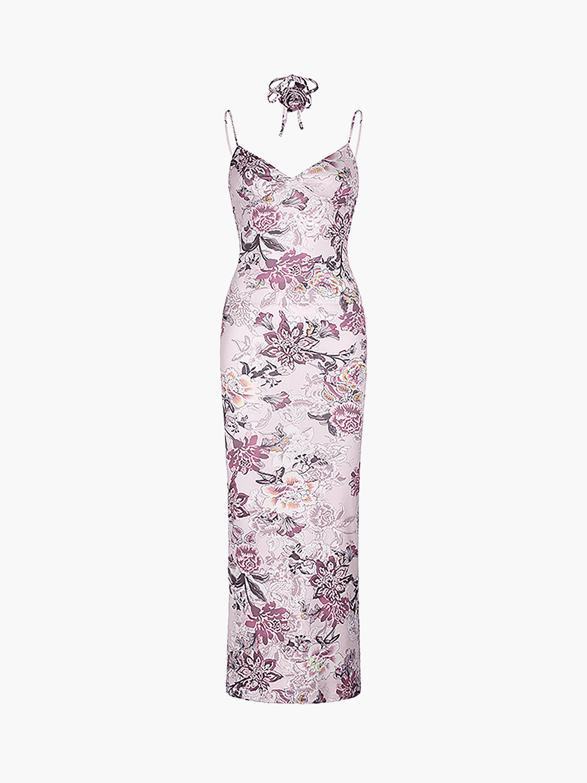 V-Neck Floral Cami Maxi Dress — Pink & Purple — Svelte Chic