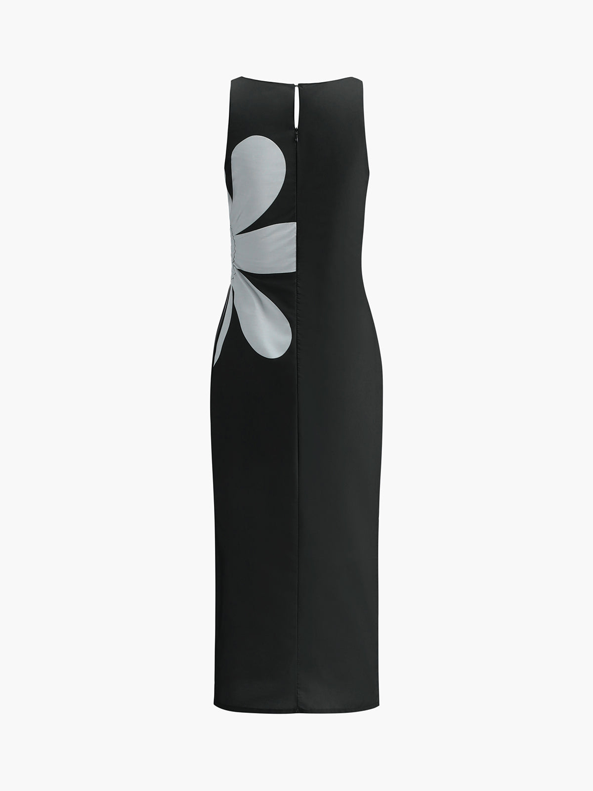 Floral Cutout Midi Dress — Black Square Neck — Svelte Chic