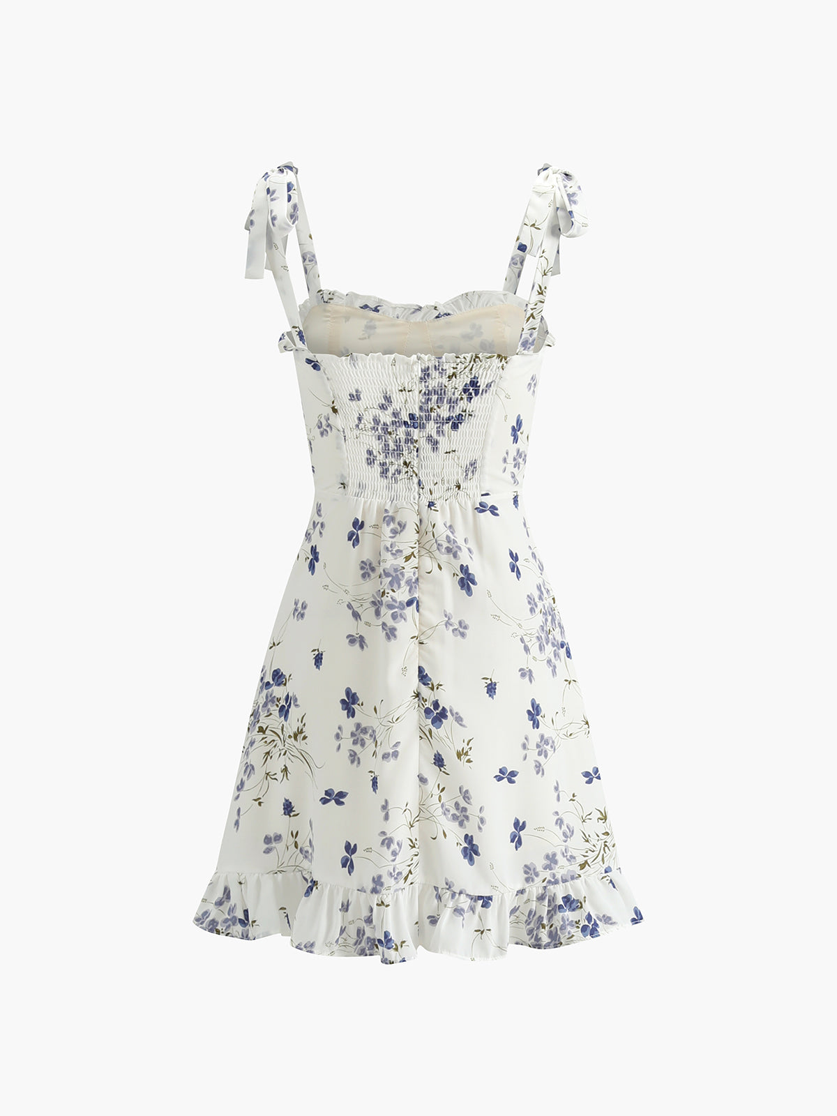 Floral Shirred Cami Mini Dress — Ecru A-Line — Svelte Chic