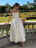 Serendipity Flowy Midi Dress in White — Svelte Chic