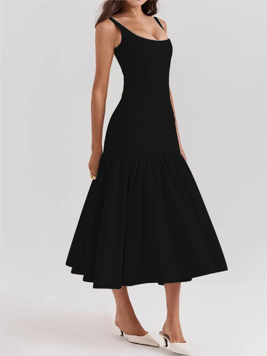 Pleated Cami Maxi Dress with Zip — Svelte Chic