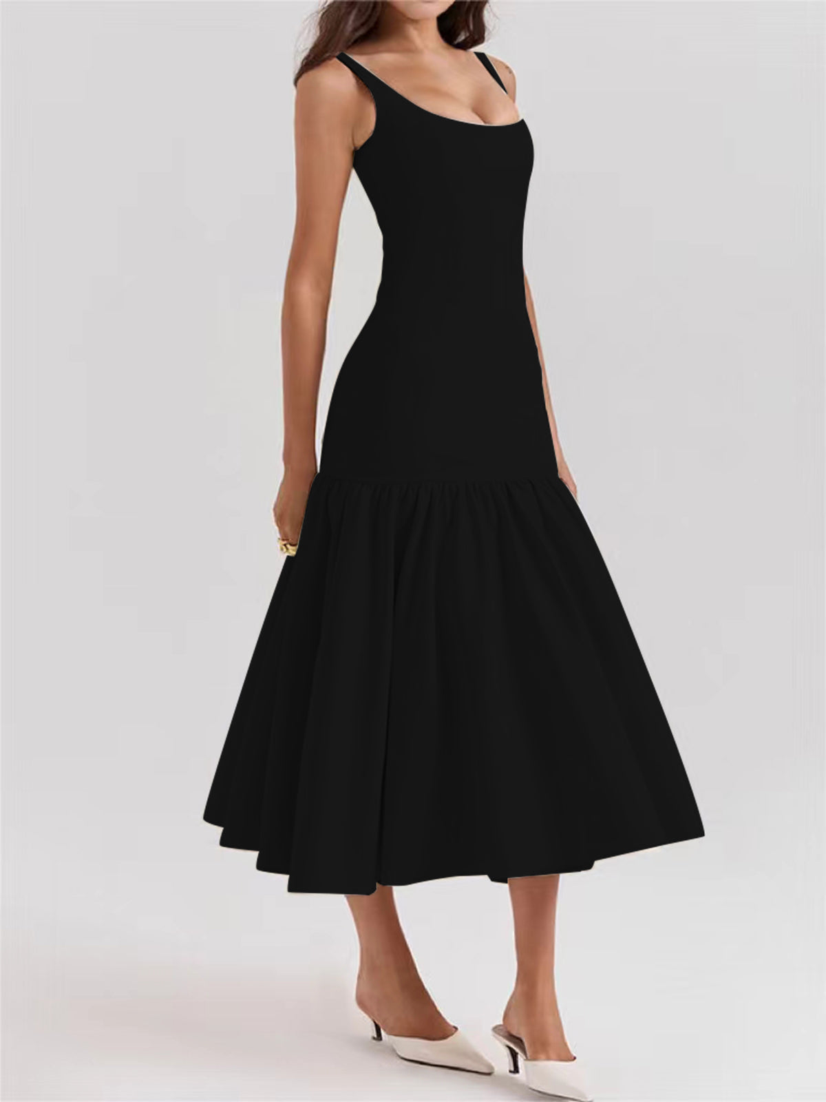 Pleated Cami Maxi Dress with Zip — Svelte Chic