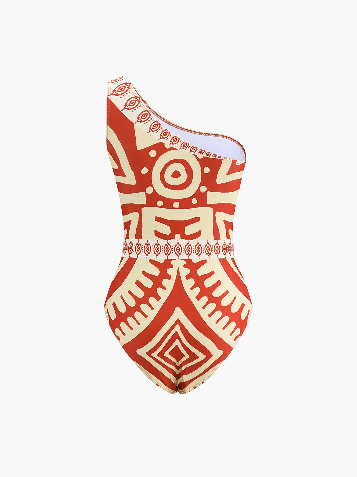 Tropical Print One-Piece Swimsuit — Red — Svelte Chic
