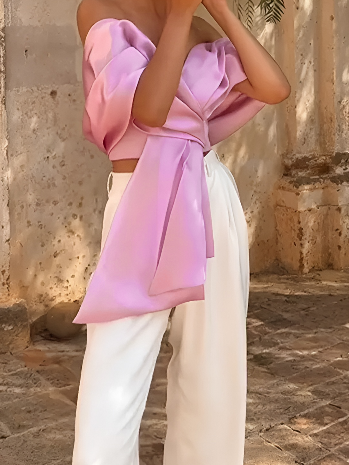 Satin Pleated Off-Shoulder Top — Svelte Chic