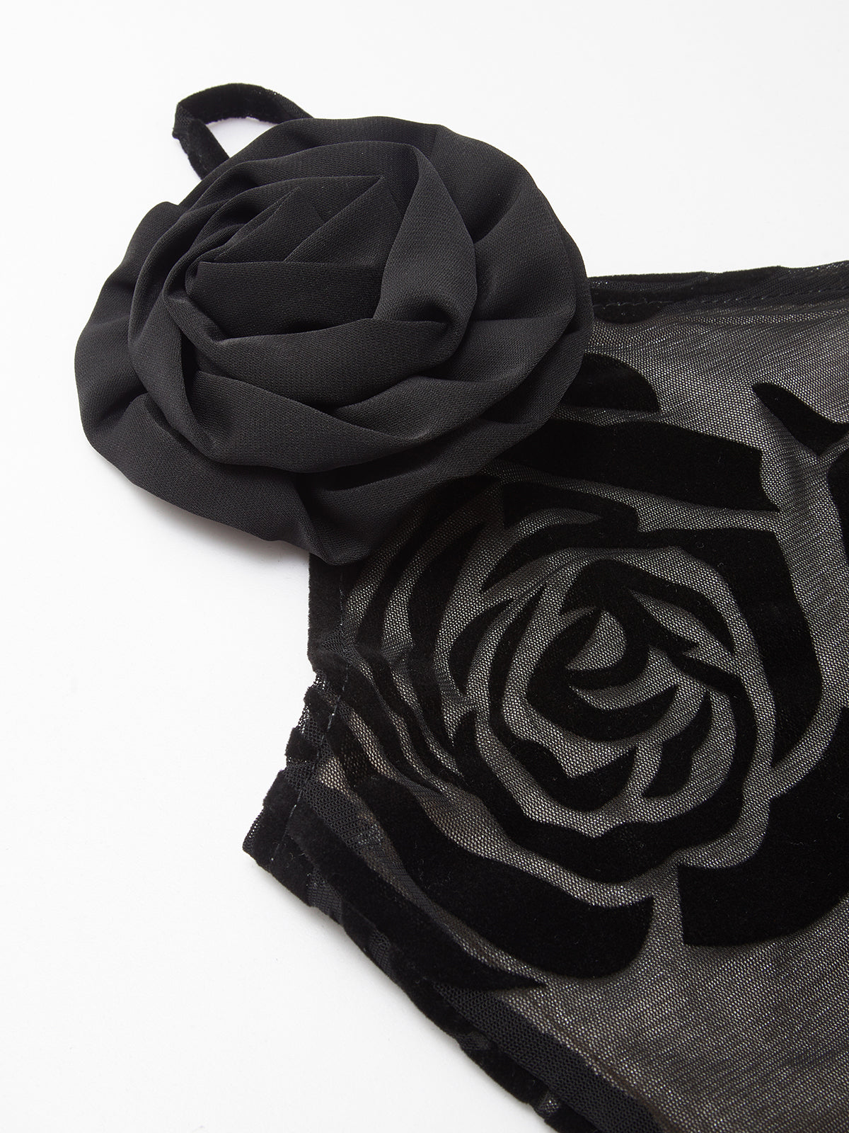 Jacquard Floral One-Shoulder Maxi Dress — Black — Svelte Chic