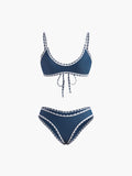 Contrast Trim Knotted Bikini Set — Navy in Blue — Svelte Chic