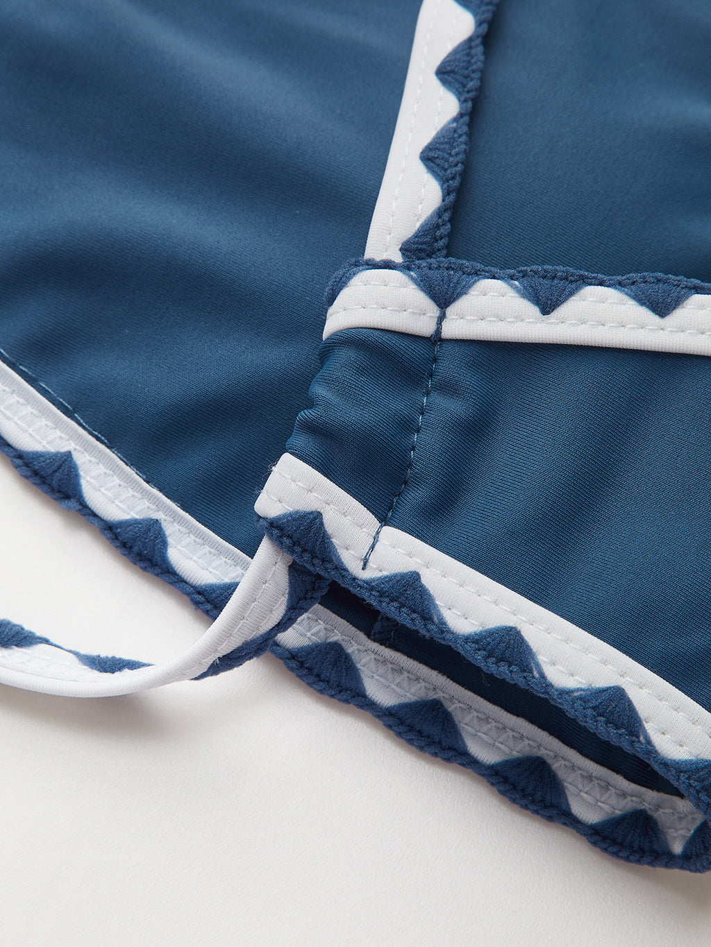 Contrast Trim Knotted Bikini Set — Navy — Svelte Chic