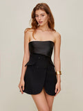 Tailored Strapless Pocket Mini Dress — Black in Black — Svelte Chic