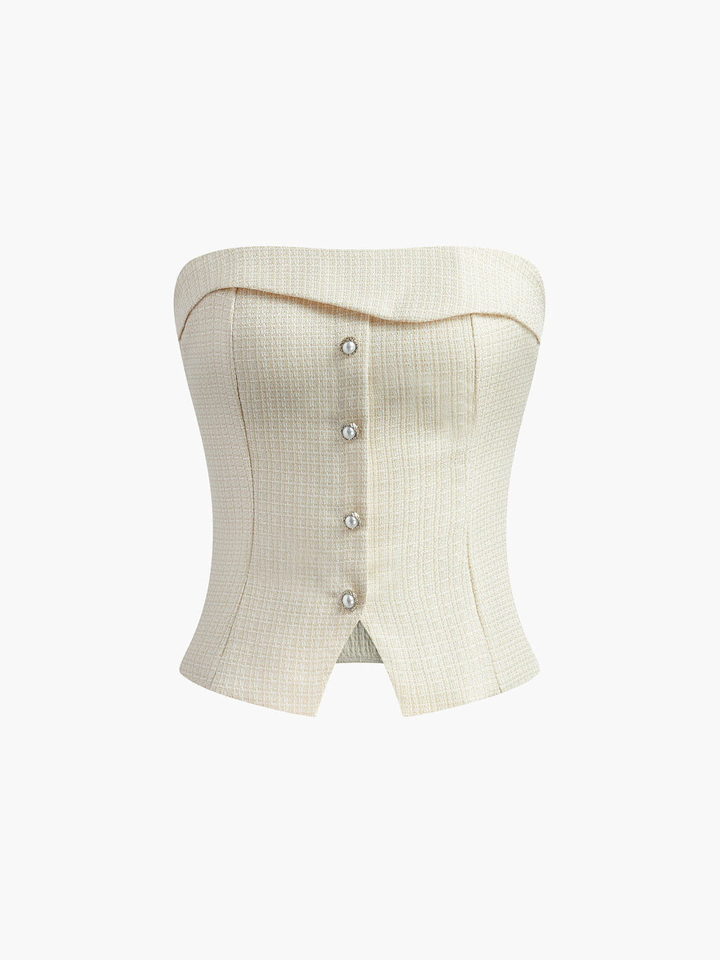 Pleated Strapless Skirt Set — Ecru — Svelte Chic
