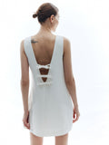 Knotted Backless Sleeveless Mini Dress — White in White — Svelte Chic