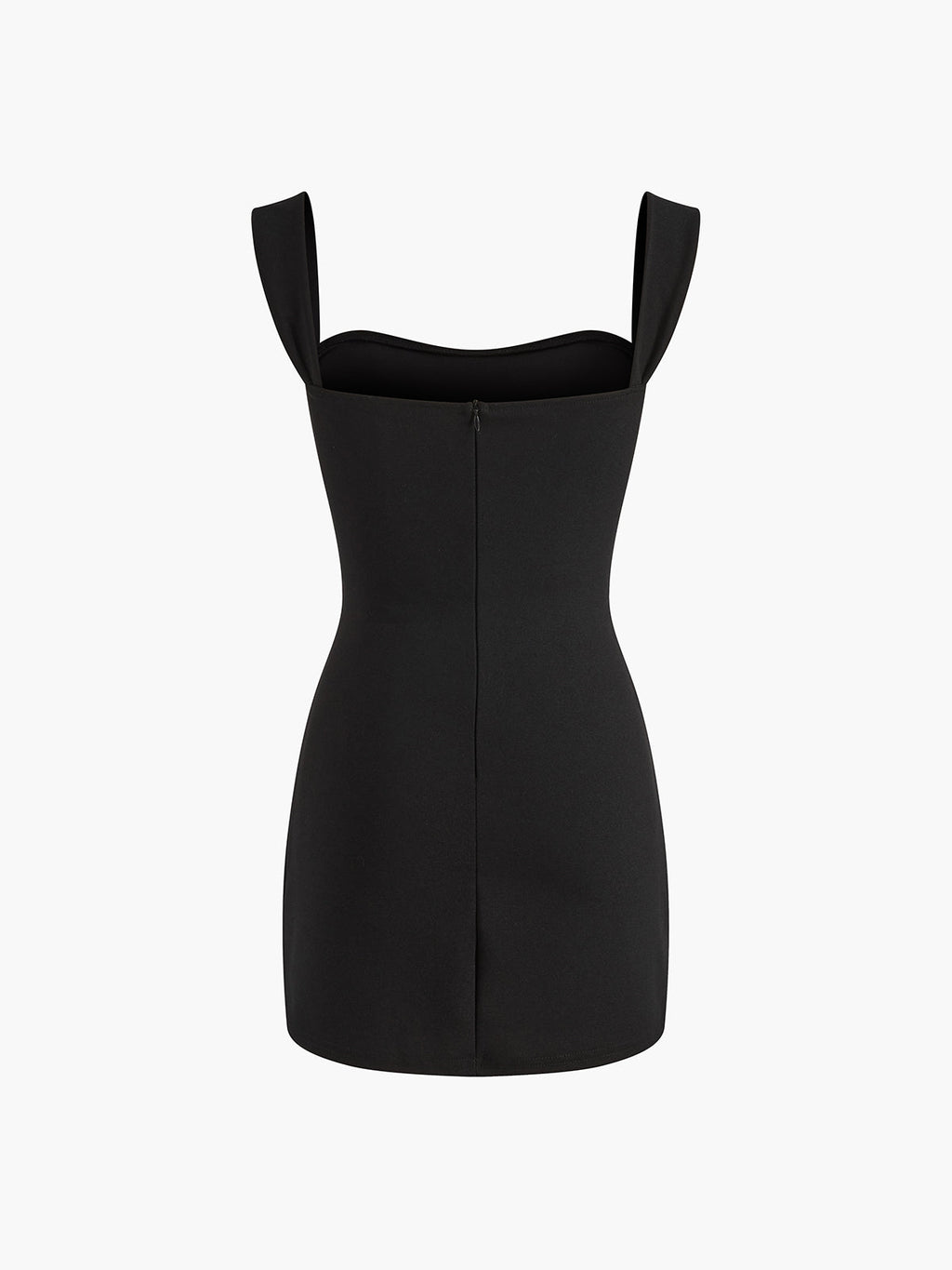Square Neck Belted Mini Dress — Black — Svelte Chic