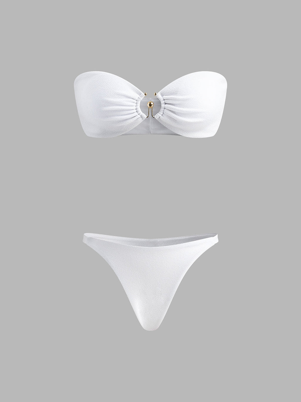 Ring Cutout Bikini Set — White in White — Svelte Chic