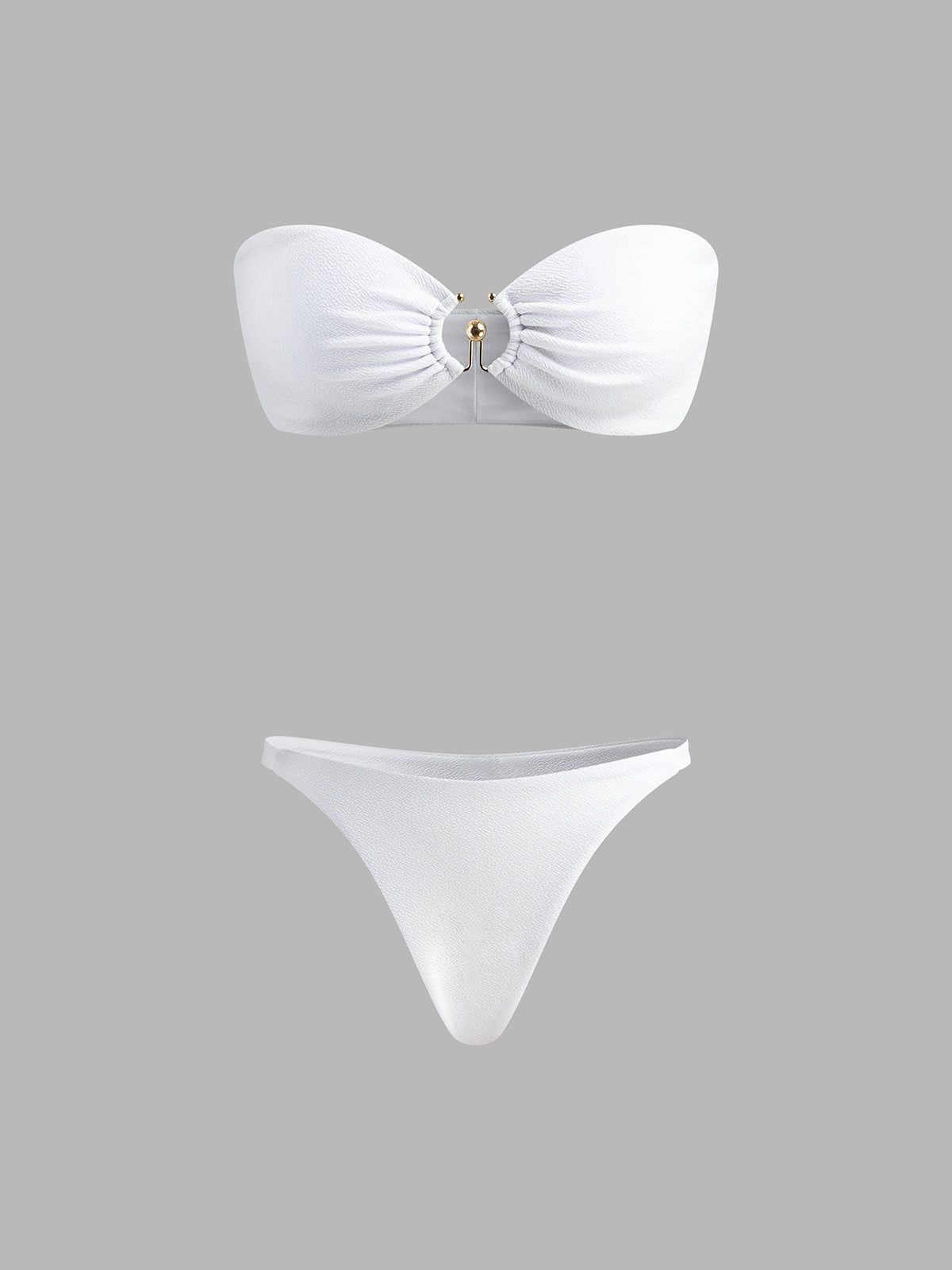 Ring Cutout Bikini Set — White in White — Svelte Chic