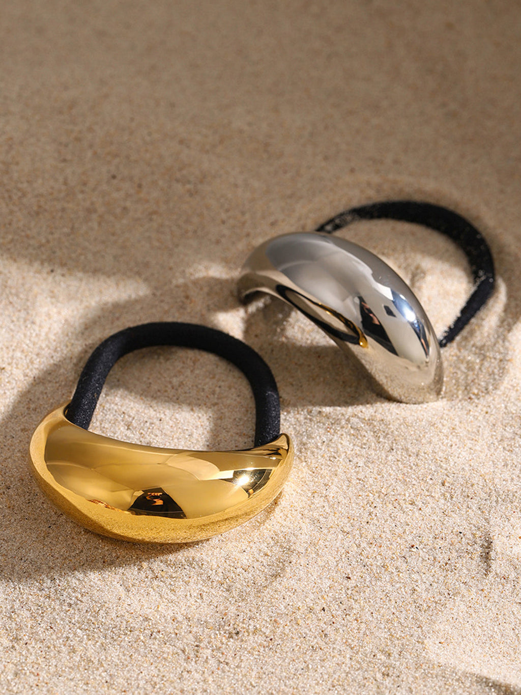 Metal Elastic Hair Tie — Gold Titanium Steel — Svelte Chic