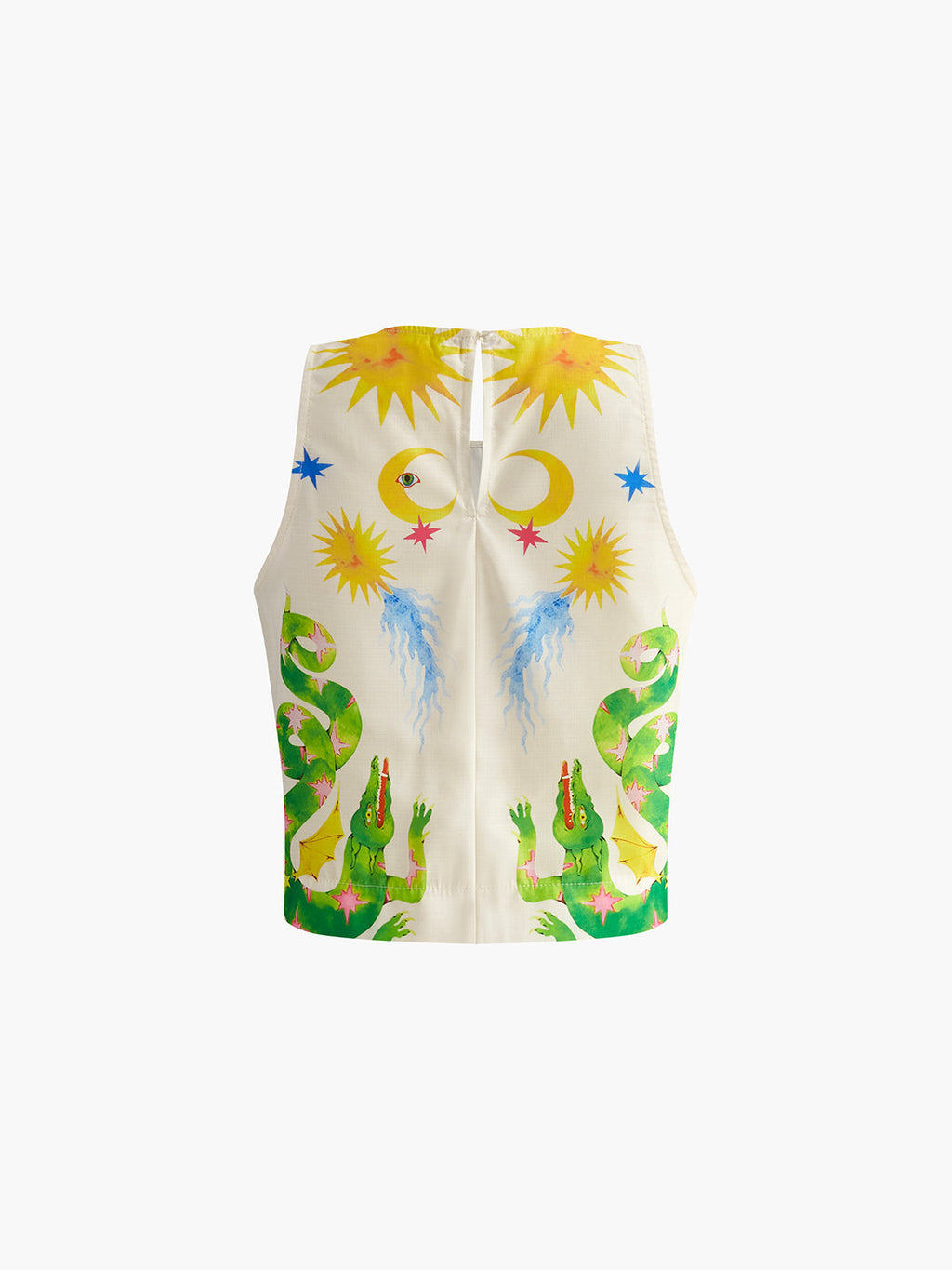Print Sleeveless Trouser Set — Ecru & Green Batik — Svelte Chic