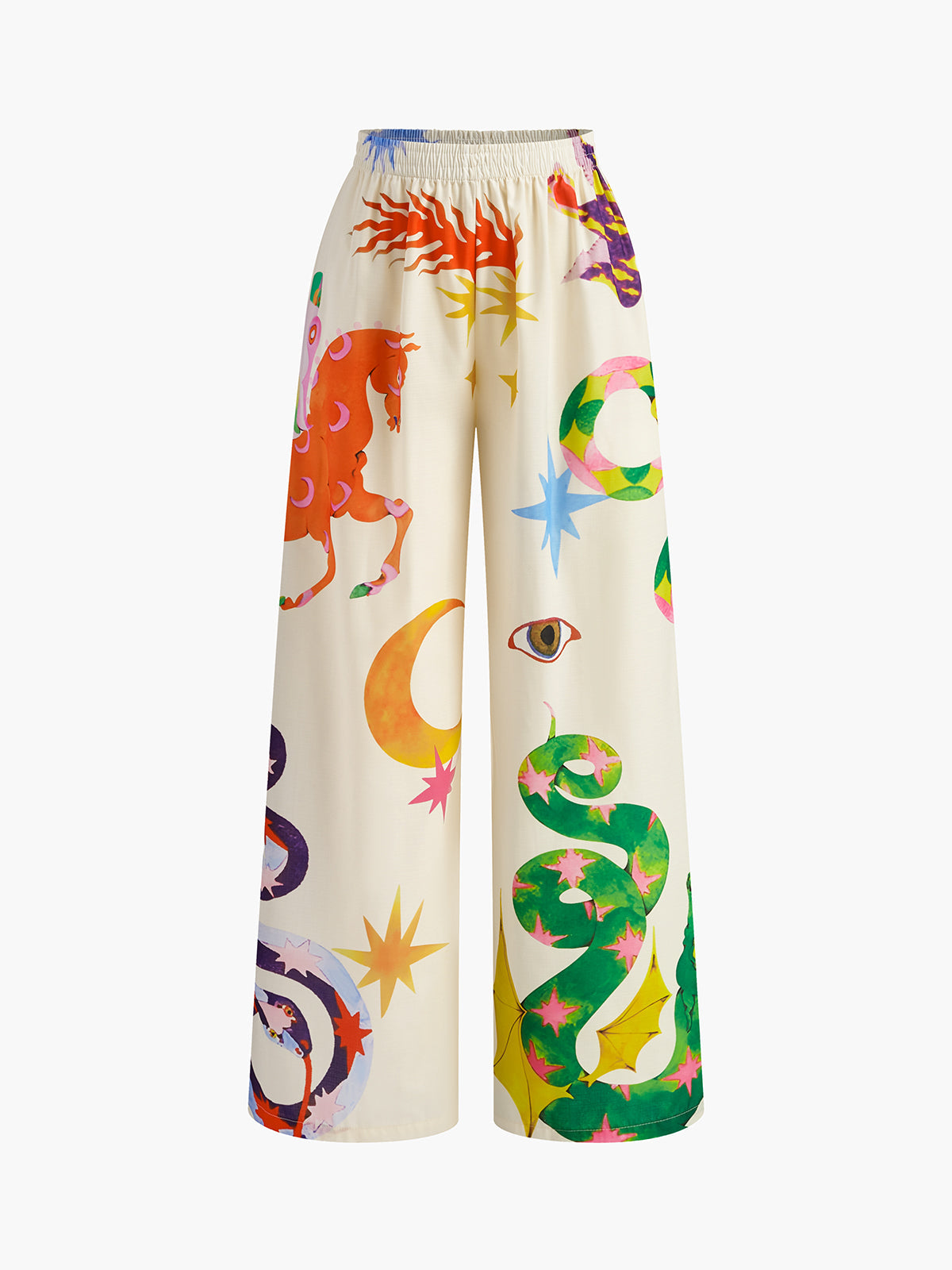 Print Sleeveless Trouser Set — Ecru & Green Batik — Svelte Chic