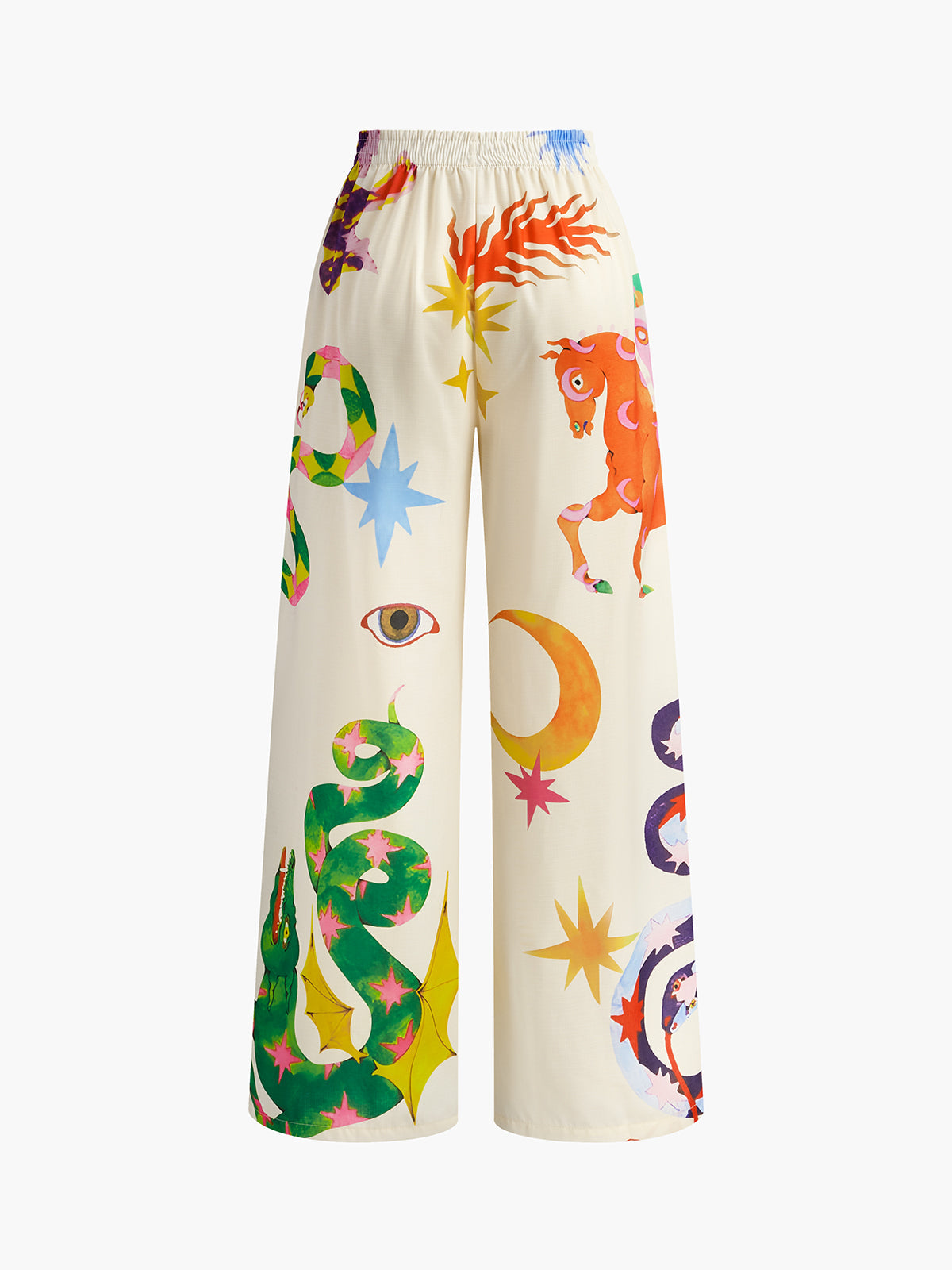 Print Sleeveless Trouser Set — Ecru & Green Batik — Svelte Chic