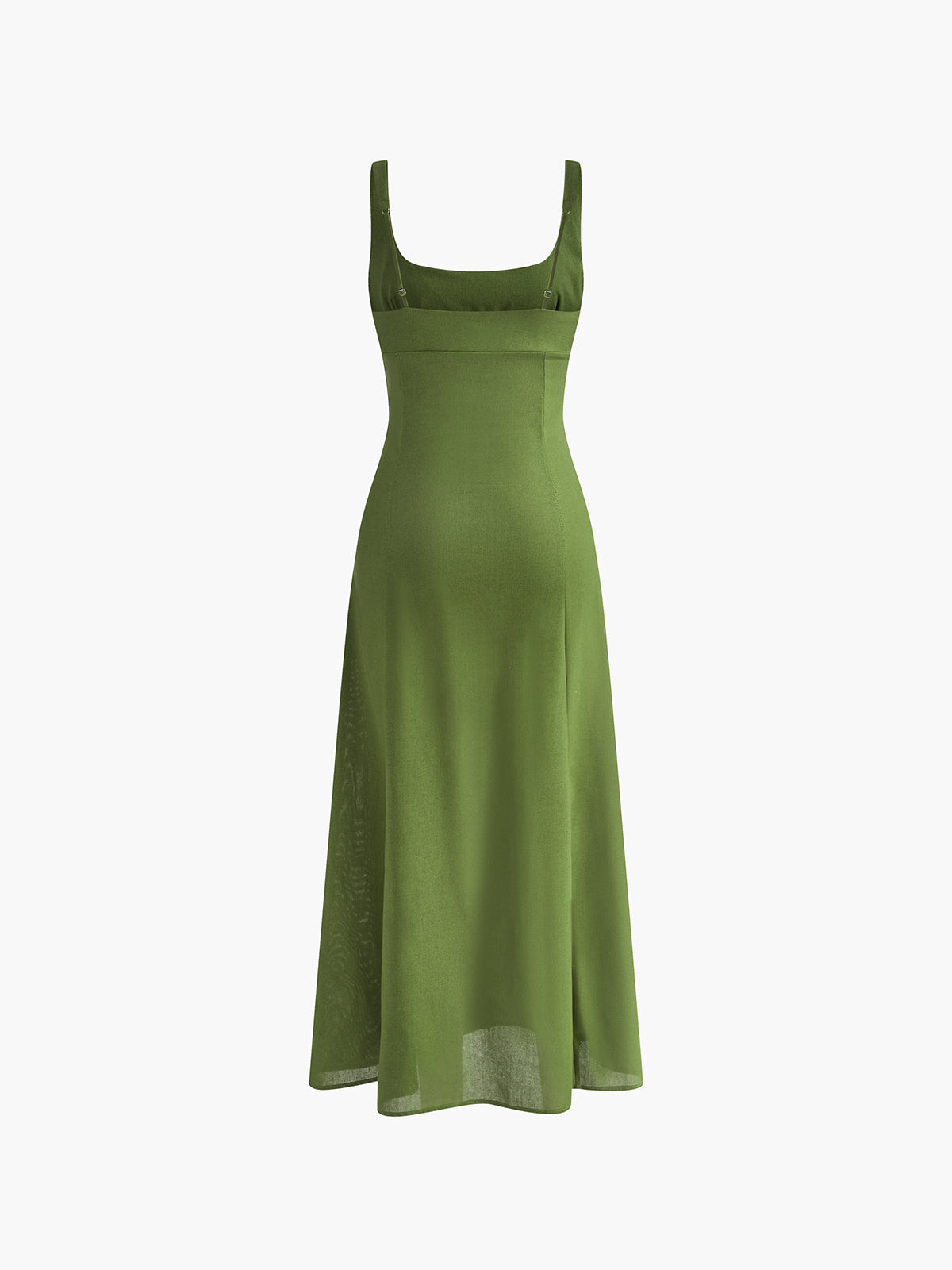 Split Square Neck Sleeveless Midi Dress — Green — Svelte Chic