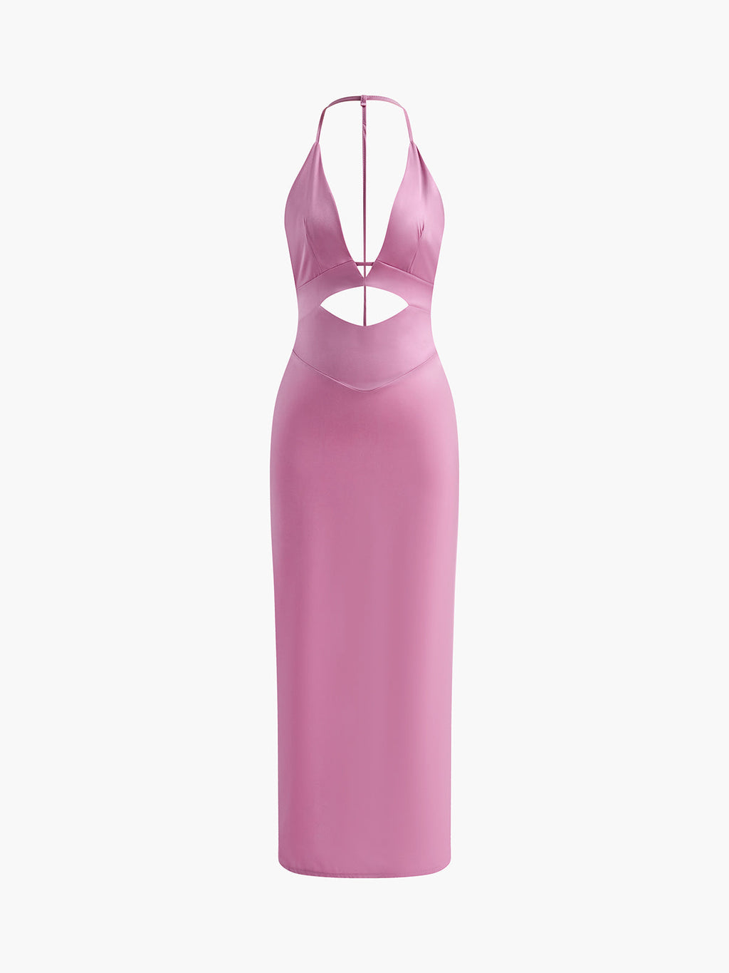 Cutout Backless Zip Maxi Dress — Pink in Pink — Svelte Chic