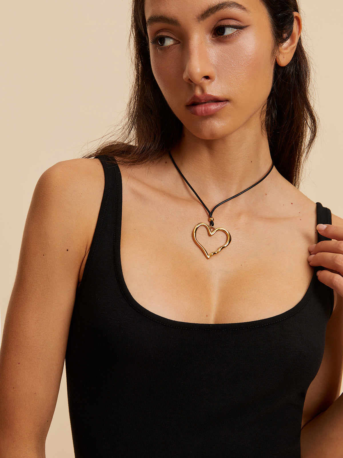 Openwork Heart Necklace — Gold Titanium Steel — Svelte Chic