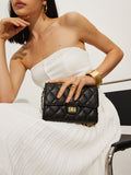 Vintage Quilted Clutch — Black & Gold in Black — Svelte Chic