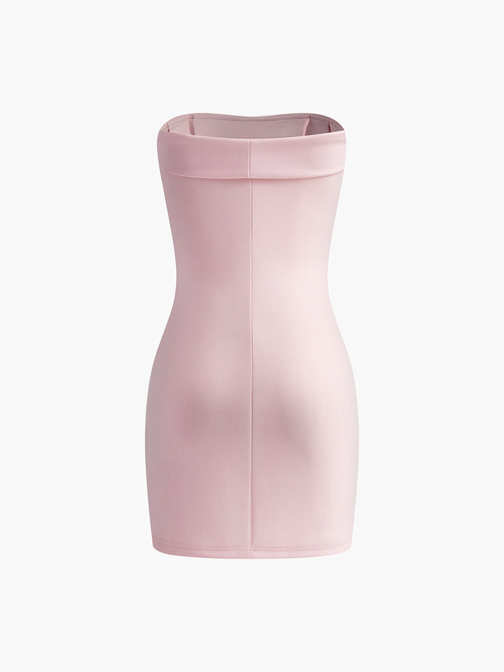 Straplez Solid Abiye Elbise