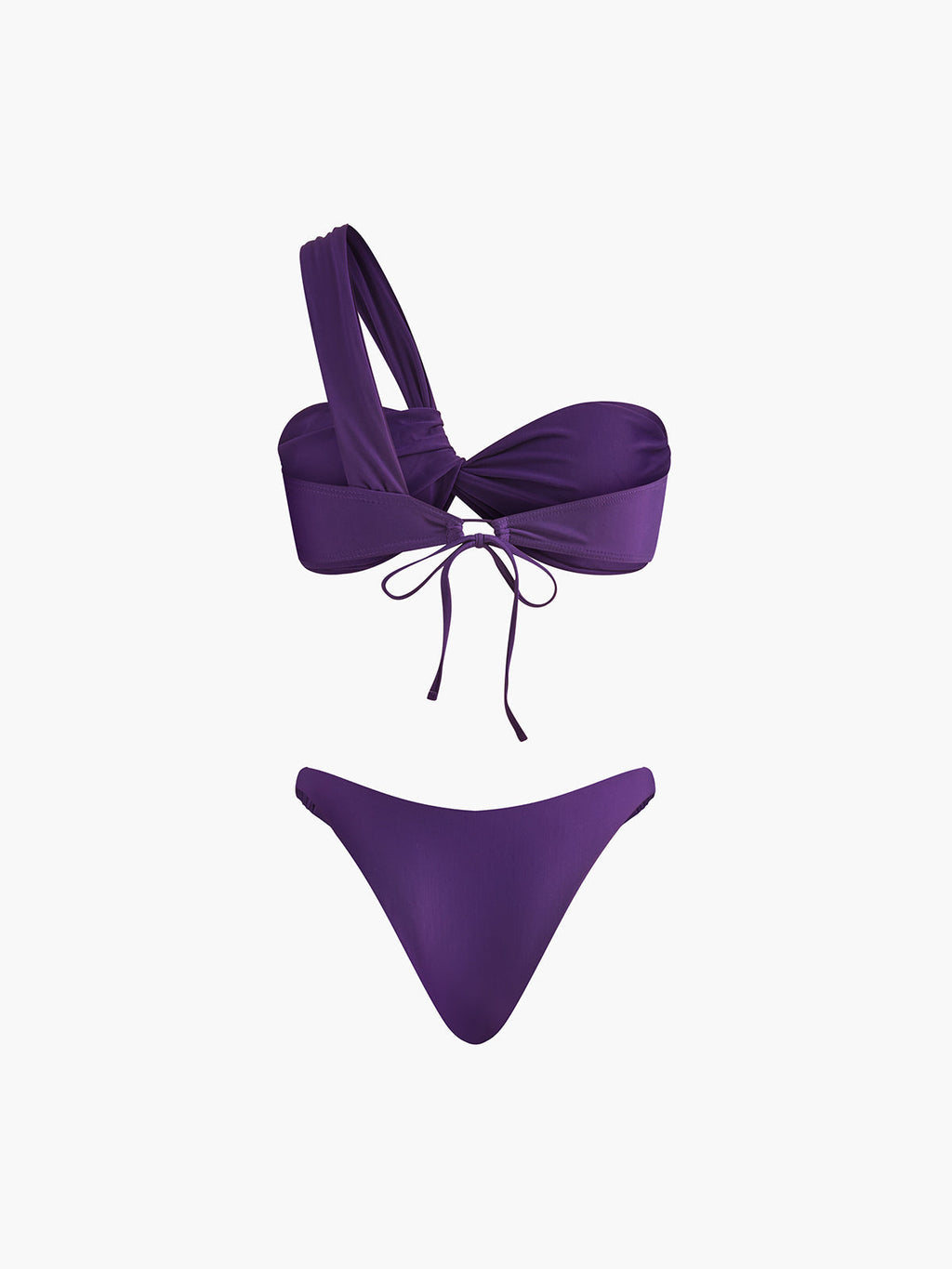 Asymmetric Drawstring Bikini Set — Purple — Svelte Chic