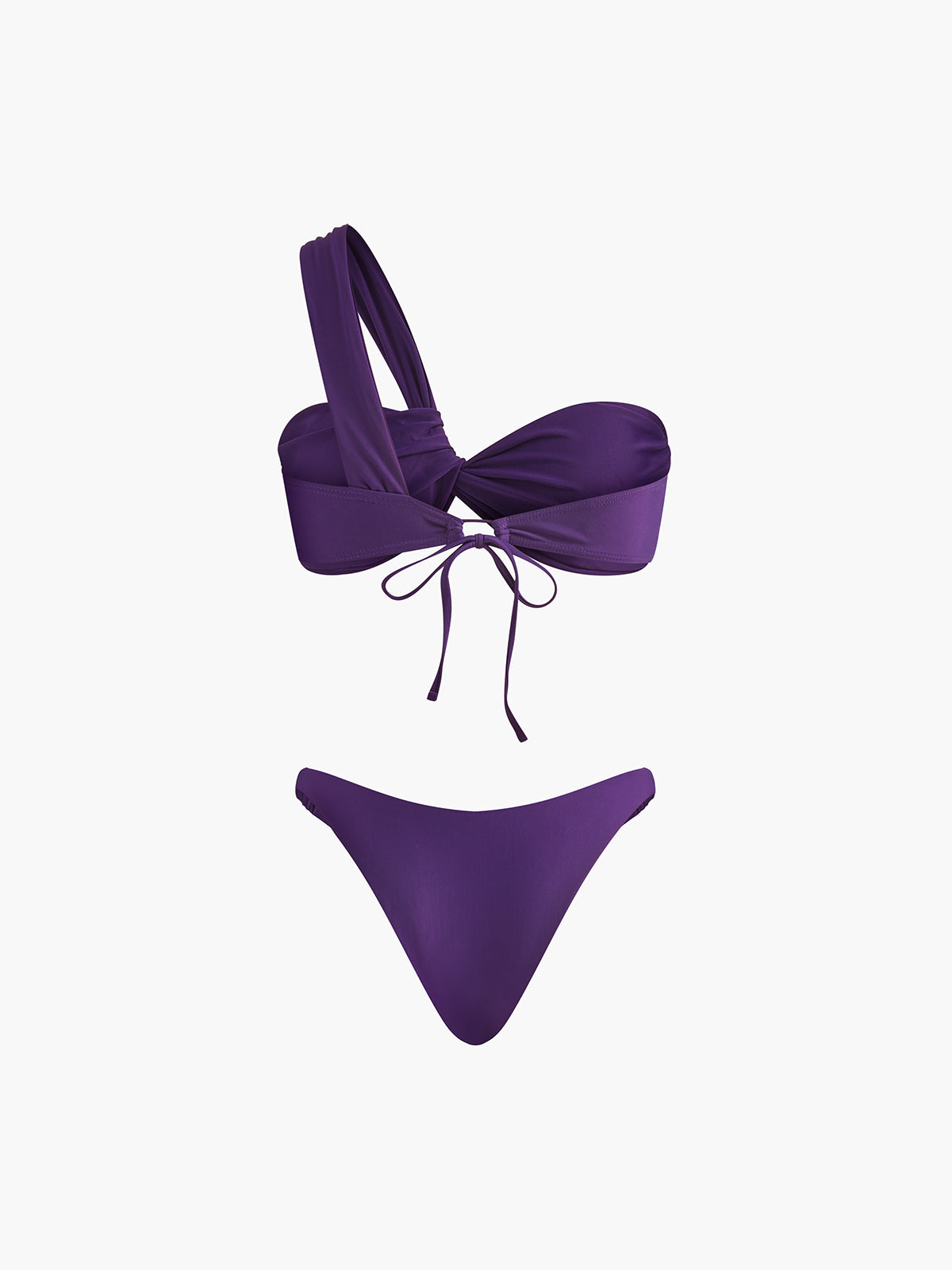 Asymmetric Drawstring Bikini Set — Purple — Svelte Chic