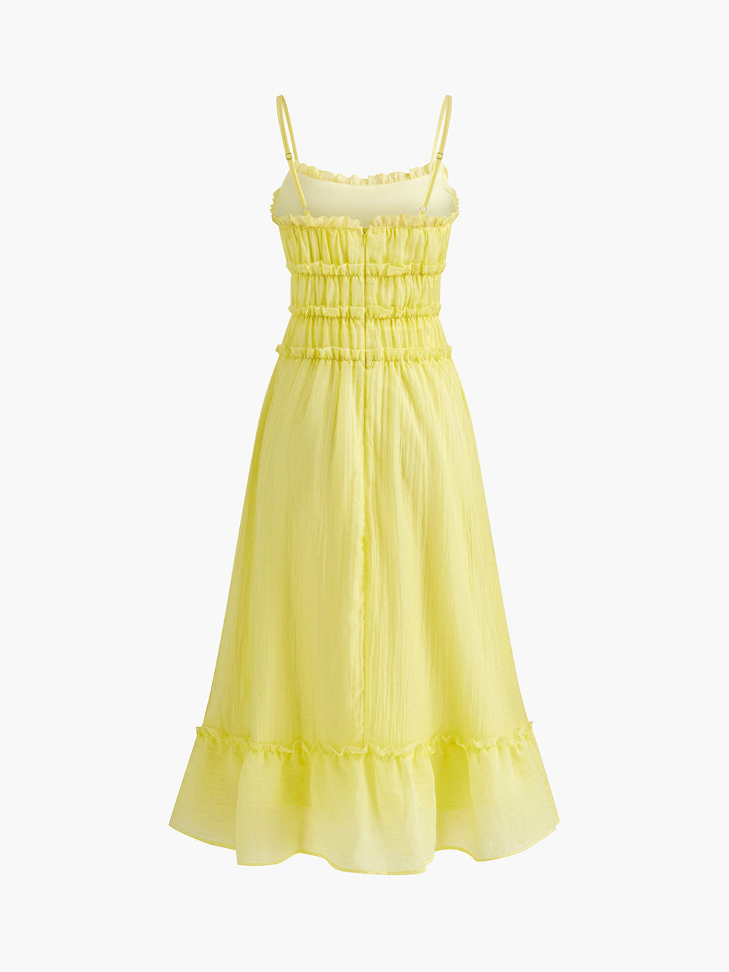 Lettuce Trim Pleated Maxi Dress — Yellow — Svelte Chic