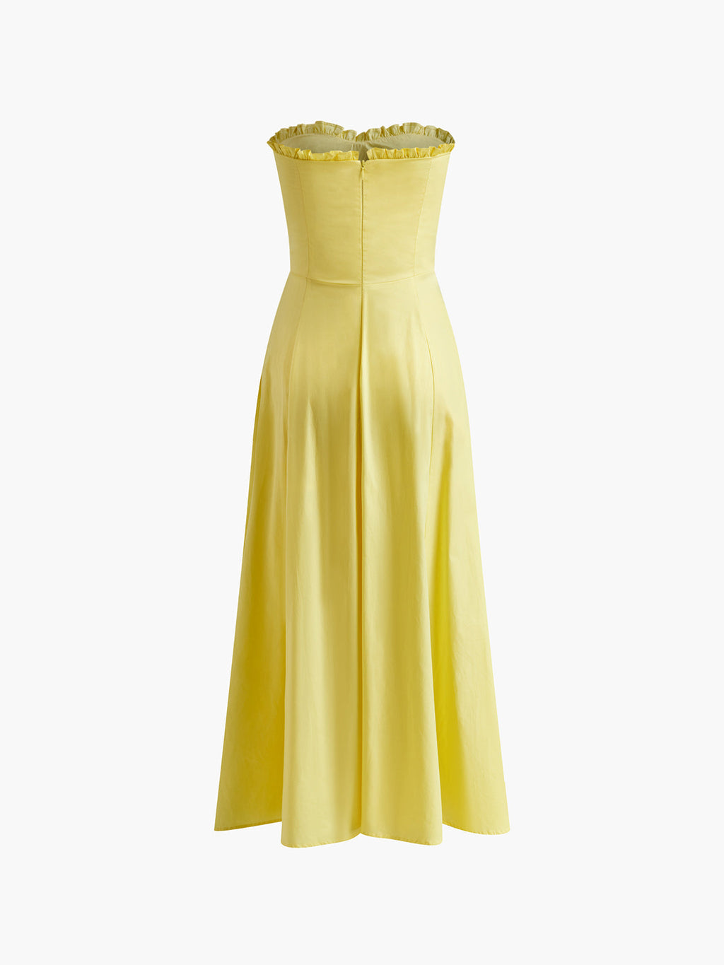 Lettuce Trim Split Midi Dress — Yellow — Svelte Chic