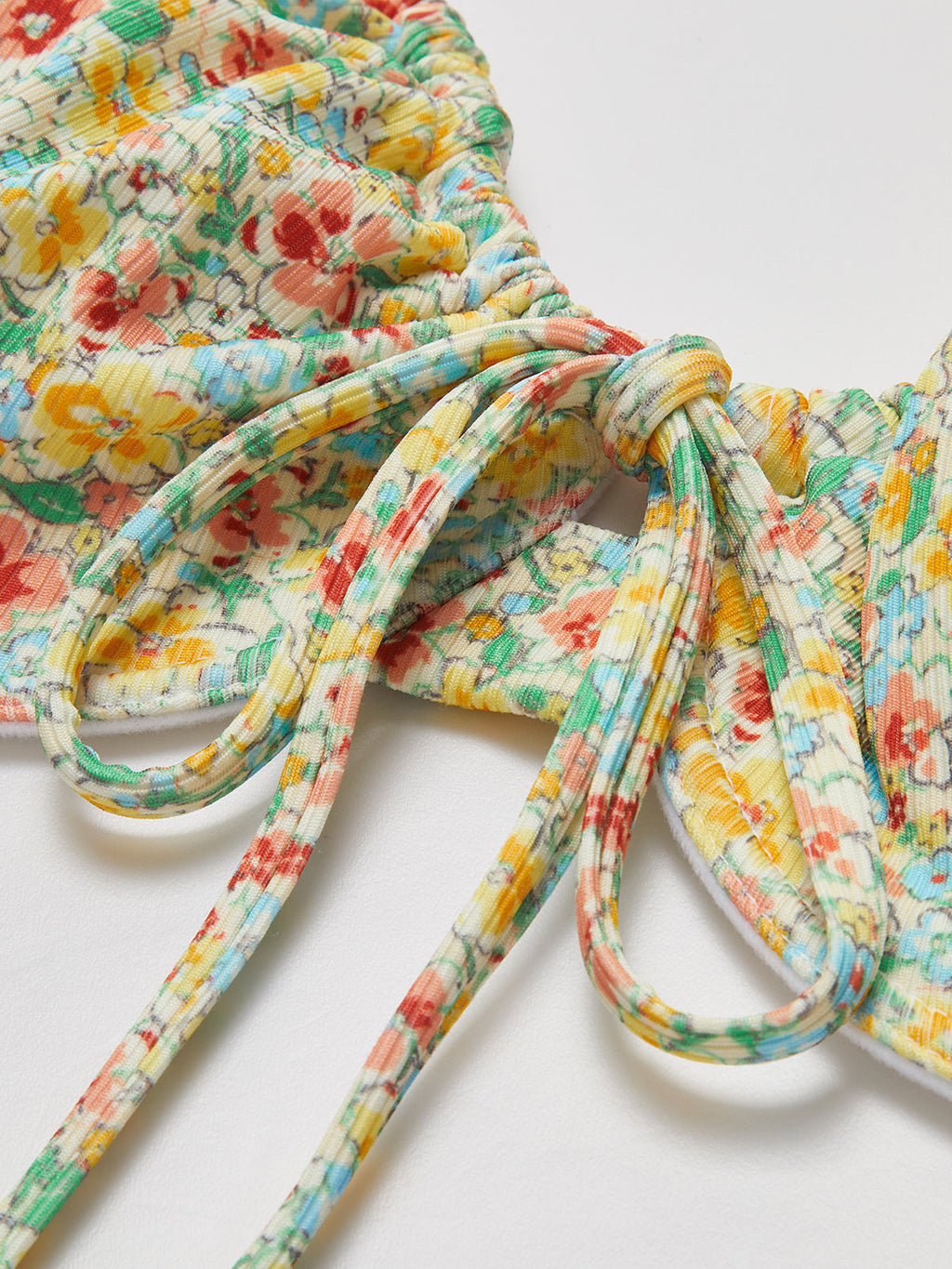 Floral Tie-Front Bikini Set — Yellow & Green — Svelte Chic